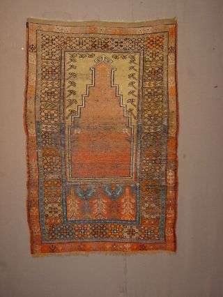 Wonderful Antique 1870 Central Anatolian Prayer Rug Hg
