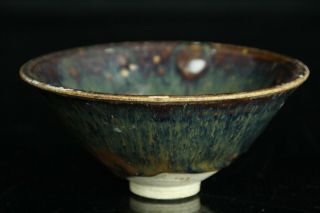 May058 Chinese Antique Tenmoku Iron Glaze Pottery Tea Bowl Chawan