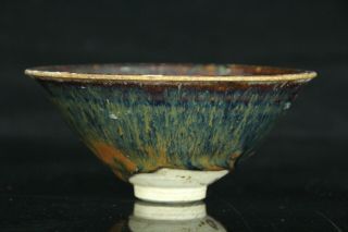 MAY058 CHINESE ANTIQUE TENMOKU IRON GLAZE POTTERY TEA BOWL CHAWAN 2