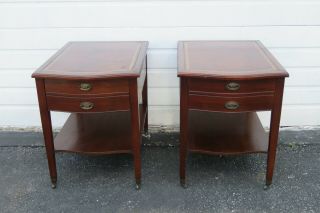 Mahogany Leather Top Nightstands Side End Tables 9754