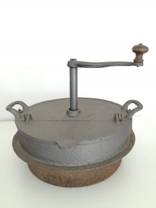 Antique French 1900 Cast Iron Metal Coffee Roaster Mid Century Bauhaus Industria
