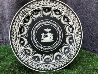 19thc Wedgwood Black Jasperware Plate With Intricate Decoration C1880s