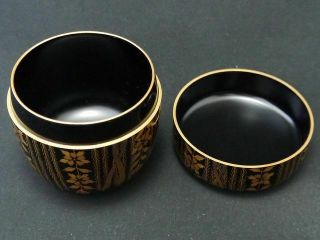 Japan Lacquer Wooden Tea caddy GORGEOUS PEARL BUSH design in makie O - Natsume 611 9