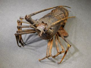 SIGNED JIZAI OKIMONO Statue Iron Lobster Japanese Antique Articulated Model 5