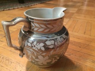 Early 19th Century Pearl Ware Pitcher W Silver Lustre Decoration c 1820s 12