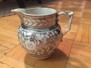 Early 19th Century Pearl Ware Pitcher W Silver Lustre Decoration C 1820s