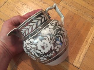 Early 19th Century Pearl Ware Pitcher W Silver Lustre Decoration c 1820s 2