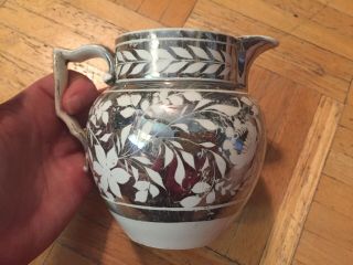 Early 19th Century Pearl Ware Pitcher W Silver Lustre Decoration c 1820s 4