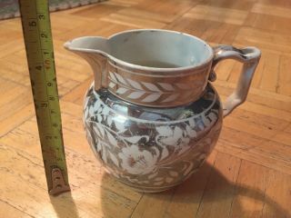 Early 19th Century Pearl Ware Pitcher W Silver Lustre Decoration c 1820s 9