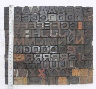 110 piece Vintage Letterpress wood wooden type printing blocks 25m.  m.  vb - 238 2