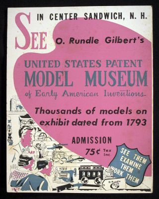 1950 Rare O.  Rundle Gilbert Patent Model Museum Sign Sandwich Hampshire