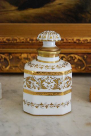 Magnificent Tallec A Paris France White & Gold Empire Style Perfume Bottle