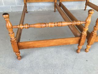 VINTAGE SOLID MAPLE CANNONBALL STYLE TWIN POSTER BEDS - A PAIR 6