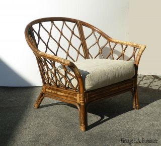 Vintage French Country Bamboo Rattan Accent Chair Style Of Mcguire
