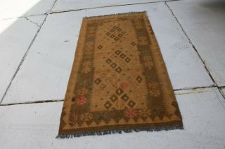 6 ' 7 x 3 ' 1 Brown Antique Handwoven Afghan Wool Kilim Area Rug Kelim Carpet 1167 2