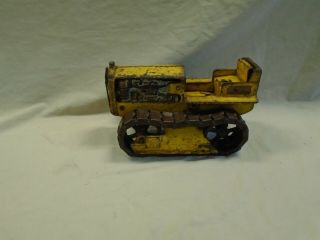Caterpiller Cast Iron Bulldozer.  Made By Arcade,  Yellow Color.  Rare.  8 " Long