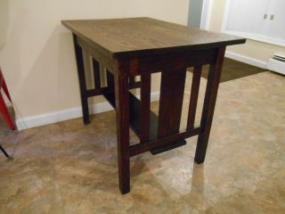 ANTIQUE MISSION SOLID OAK TABLE ARTS AND CRAFTS STICKLY EARLY 1900 ' s VG 3