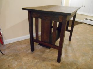 ANTIQUE MISSION SOLID OAK TABLE ARTS AND CRAFTS STICKLY EARLY 1900 ' s VG 4