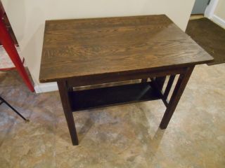 ANTIQUE MISSION SOLID OAK TABLE ARTS AND CRAFTS STICKLY EARLY 1900 ' s VG 5