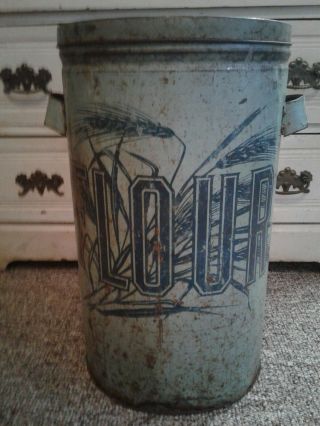 Antique Flour Bin General Store Tin Cannister Large 21 " Can