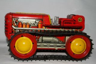 1950 ' s Marx Diesel TD - 18 Windup Tractor with Blade,  Boxed, 5