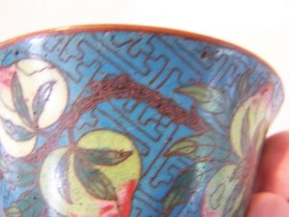 9 PEACHES - 18TH QING Chinese CLOISONNE Enamel Bronze Handleless Cup OFFERS 10