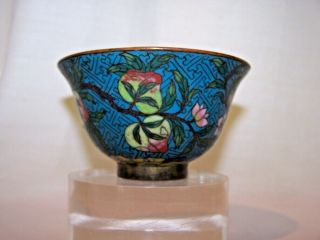 9 Peaches - 18th Qing Chinese Cloisonne Enamel Bronze Handleless Cup Offers