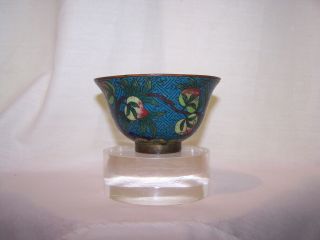 9 PEACHES - 18TH QING Chinese CLOISONNE Enamel Bronze Handleless Cup OFFERS 2