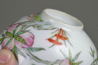 Antique Chinese 19thC Qing Guangxu Mark & Period Nine Peach Bowl Famille Rose 10