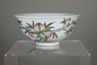 Antique Chinese 19thc Qing Guangxu Mark & Period Nine Peach Bowl Famille Rose