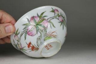 Antique Chinese 19thC Qing Guangxu Mark & Period Nine Peach Bowl Famille Rose 5