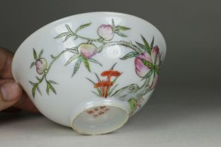 Antique Chinese 19thC Qing Guangxu Mark & Period Nine Peach Bowl Famille Rose 6