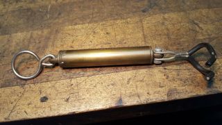 Antique Chatillon Tubular Brass Scale N.  Y.  Inst - T 4 Pounds Unusual Hanging Fork 5