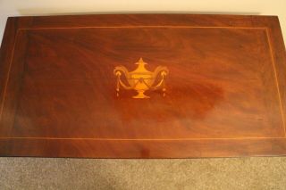 1ntique George III Mahogany And Vase Inlaid Rectangular fold over Card Table 5