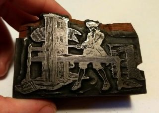 Vintage Letterpress Printing Block Revolutionary Man Using Printer Press Beauty