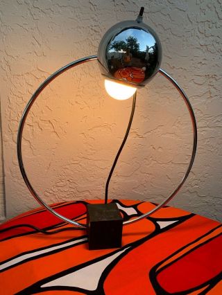 Mcm Vintage 70’s Space Age Chrome Table Lamp