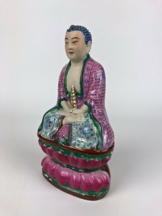A Chinese Polychrome Enamelled Porcelain Buddha - Republic Period. 2
