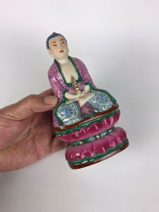 A Chinese Polychrome Enamelled Porcelain Buddha - Republic Period. 6