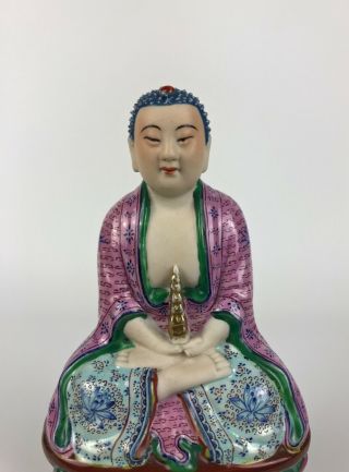 A Chinese Polychrome Enamelled Porcelain Buddha - Republic Period. 7