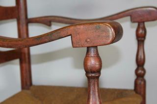 A BOLD 18TH C PA FOUR SLAT LADDERBACK ARMCHAIR IN THE BEST BITTERSWEET RED PAINT 7