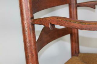 A BOLD 18TH C PA FOUR SLAT LADDERBACK ARMCHAIR IN THE BEST BITTERSWEET RED PAINT 8
