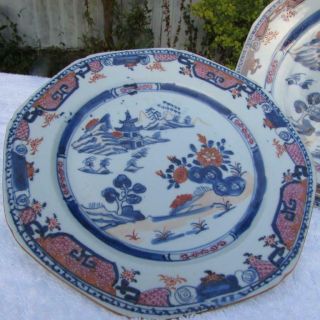 ANTIQUE CHINESE 18thC QIANLONG IMARI PLATE - DETAILED RIVER SCENE 3