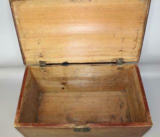 RARE QUEEN ANNE 18TH C MINIATURE BLANKET CHEST BEST BARN RED PAINT 11