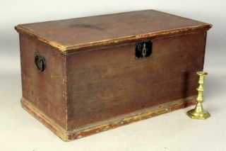 Rare Queen Anne 18th C Miniature Blanket Chest Best Barn Red Paint
