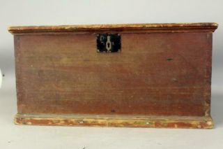 RARE QUEEN ANNE 18TH C MINIATURE BLANKET CHEST BEST BARN RED PAINT 6