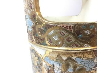 Antique Japanese Meiji Satsuma pottery vases well - bucket Teoke form Quality 11