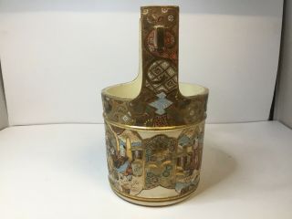 Antique Japanese Meiji Satsuma pottery vases well - bucket Teoke form Quality 4
