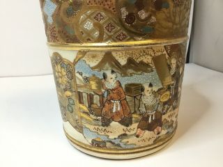 Antique Japanese Meiji Satsuma pottery vases well - bucket Teoke form Quality 8