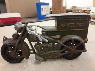 1928 Cast Iron Hubley Police Harley Davidson Parcel Post Motorcycle