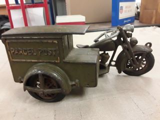 1928 Cast Iron Hubley Police Harley Davidson Parcel Post Motorcycle 5